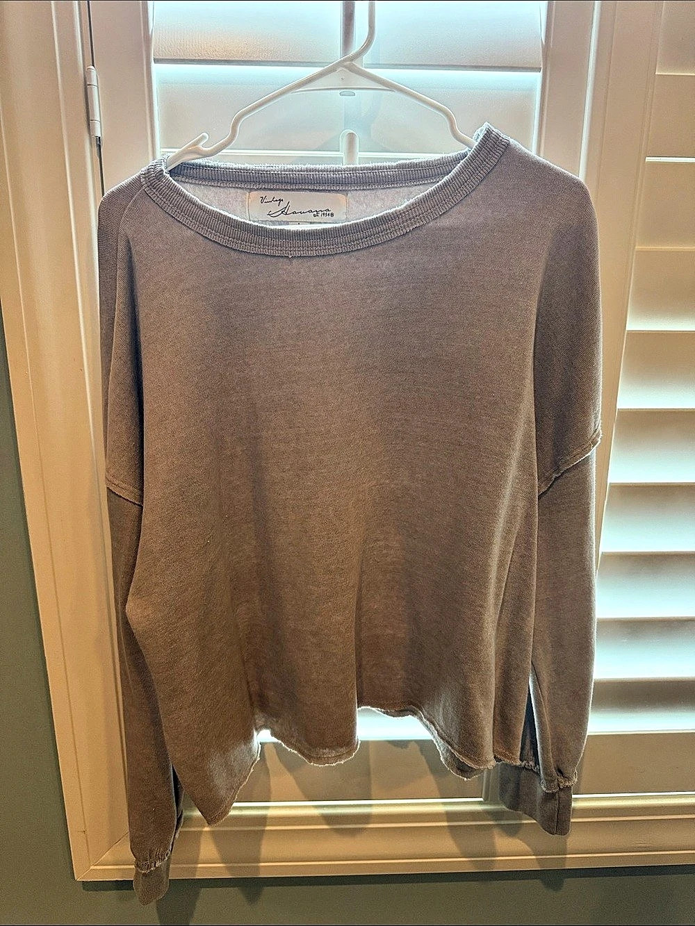 Vintage Havana Long Sleeve Crew Neck Sweater in Brown